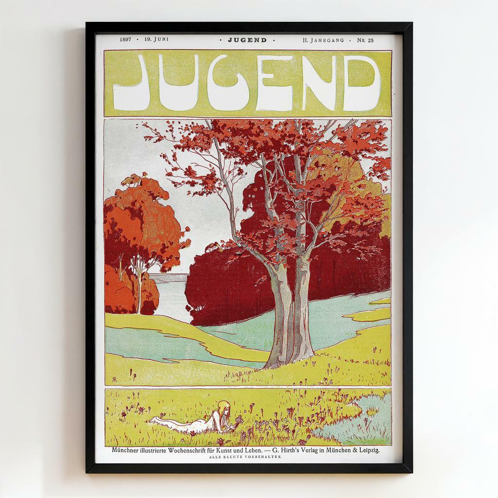 Ретро постер "Jugend Magazine Cover – Jugendstil Landscape (1897)"