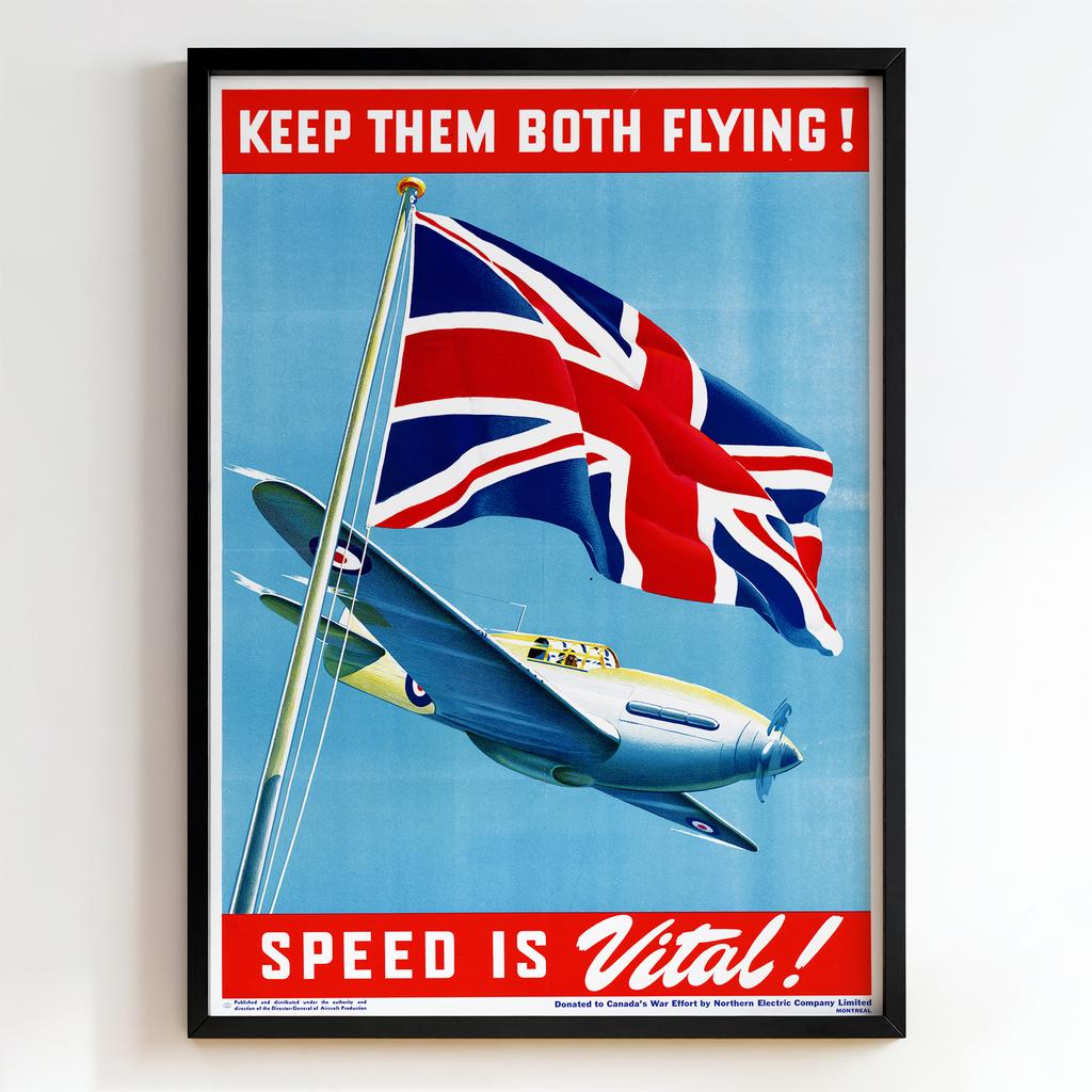 Ретро постер "Keep Them Both Flying! Speed Is Vital – Northern Electric Company (1942)"