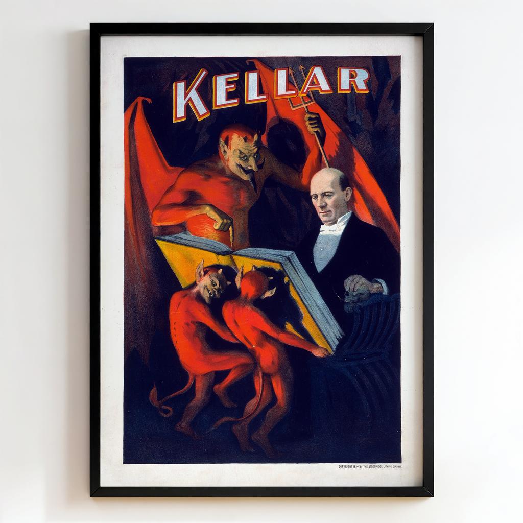 Ретро постер "Kellar and His Demons – Strobridge Litho Co. (1894)"