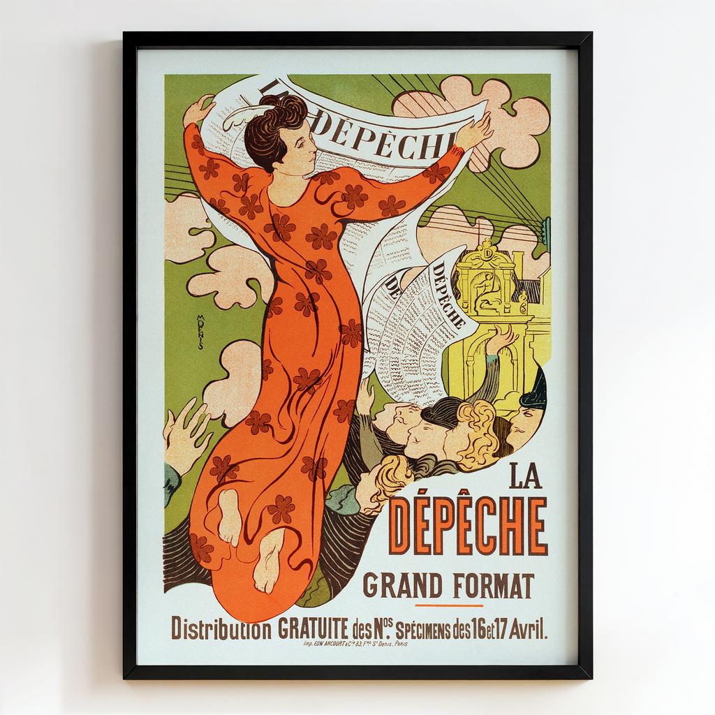 Ретро постер "La Dépêche – Grand Format – Alphonse Mucha (1896)"