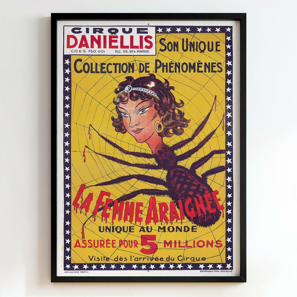 Ретро постер "Cirque Daniellis – La Femme Araignée (c.1920)"