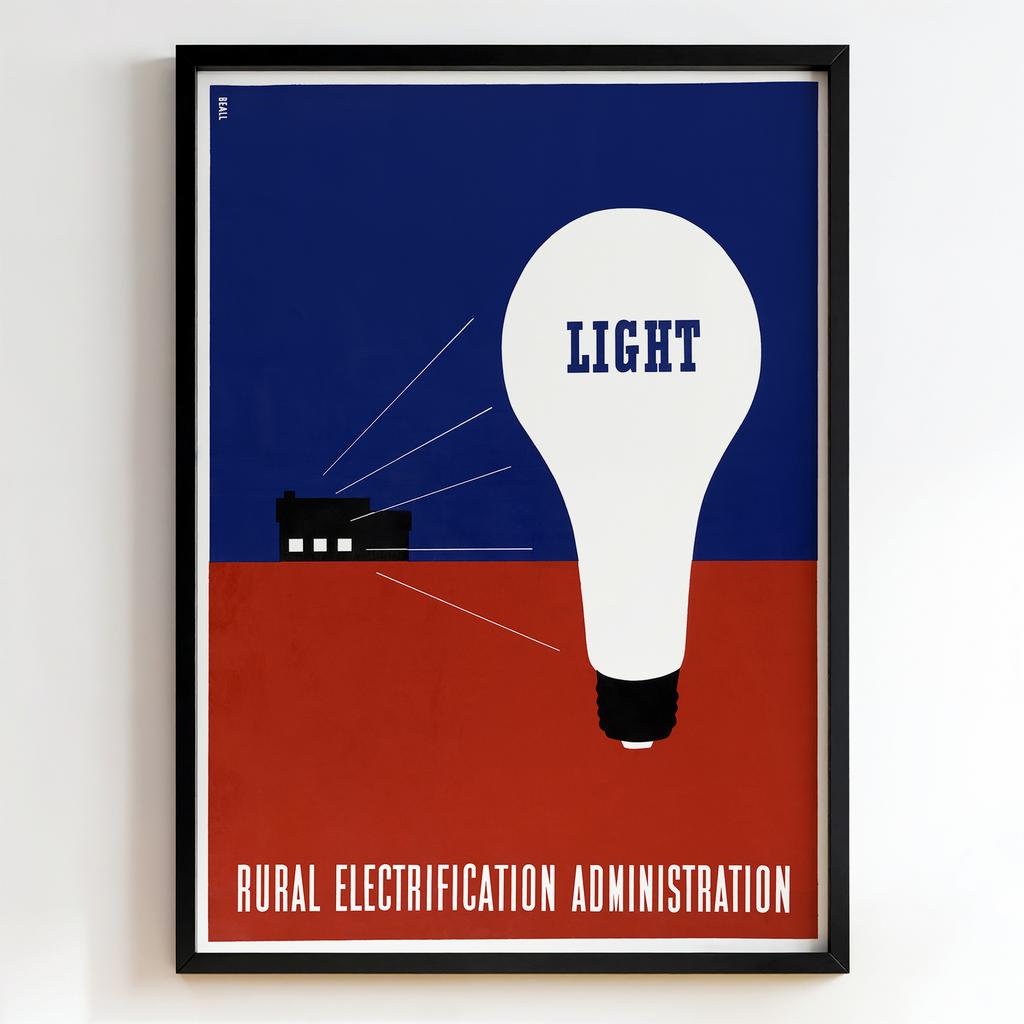 Ретро постер "Light – Rural Electrification Administration (c.1930s–1940s)"