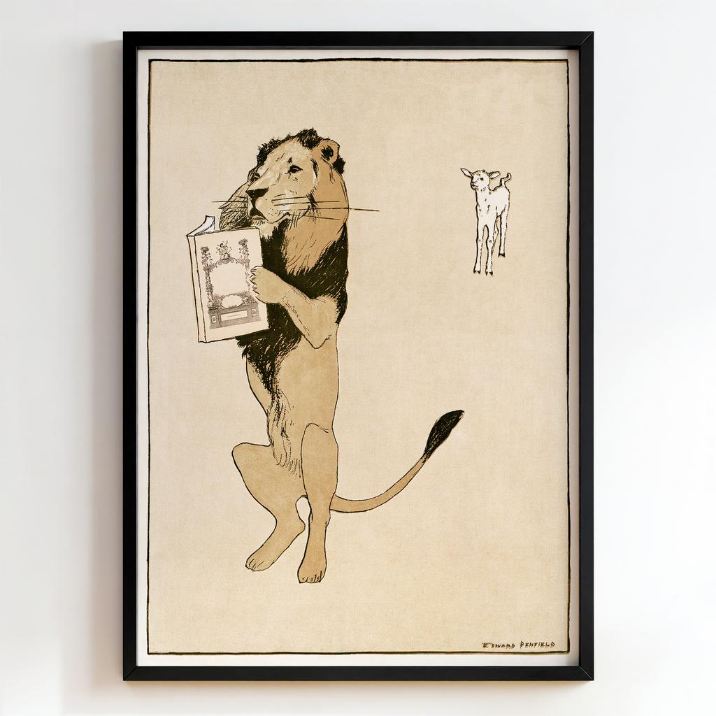 Ретро постер "The Lion and the Lamb – Edward Penfield (c.1900s)"