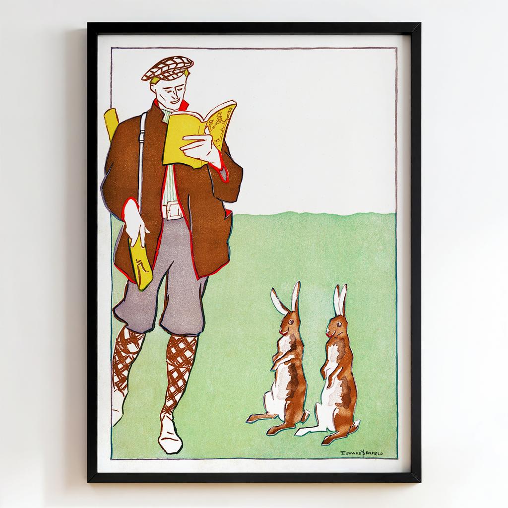 Ретро постер "The Reader and Two Rabbits – Edward Penfield (1900s)"