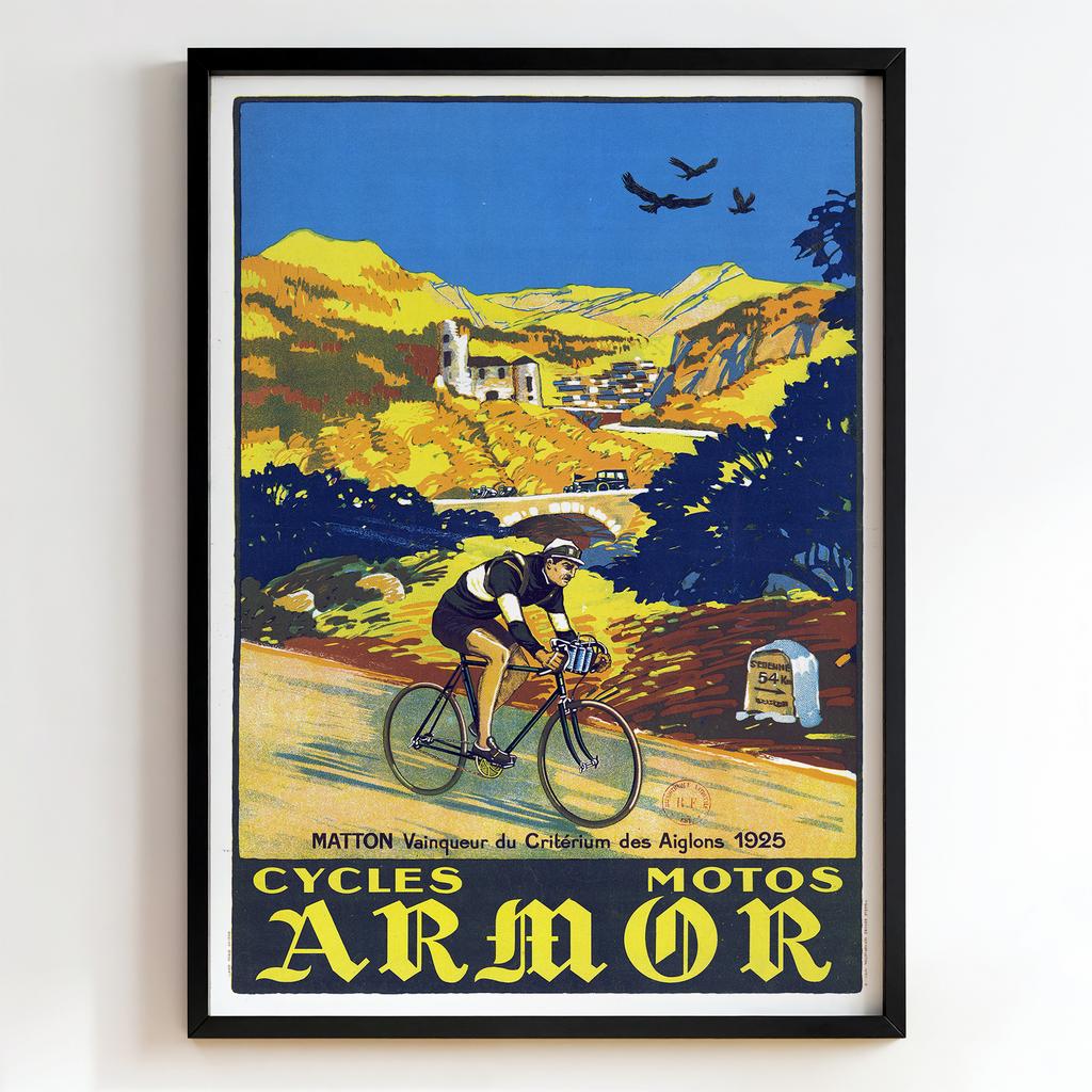 Ретро постер "Cycles Motos Armor – Matton Vainqueur du Critérium des Aiglons (1925)"