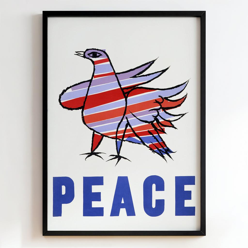 Ретро постер "Peace Dove – Striped Bird Illustration – Unknown (1960s)"