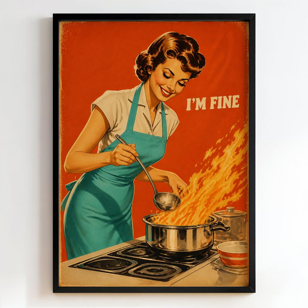 Постер "I'm Fine" ретро кухня