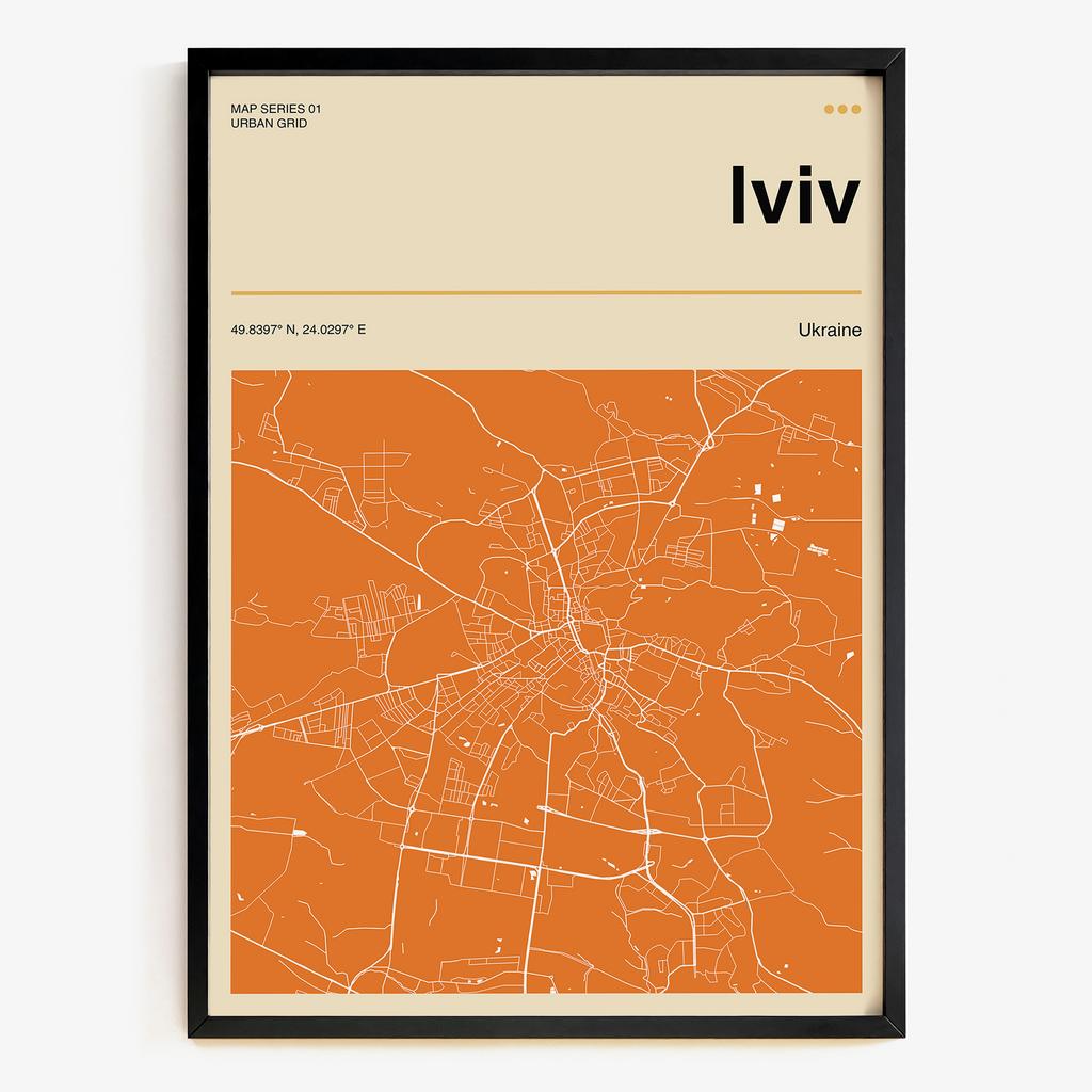 Постер "Lviv Grid" мапа міста