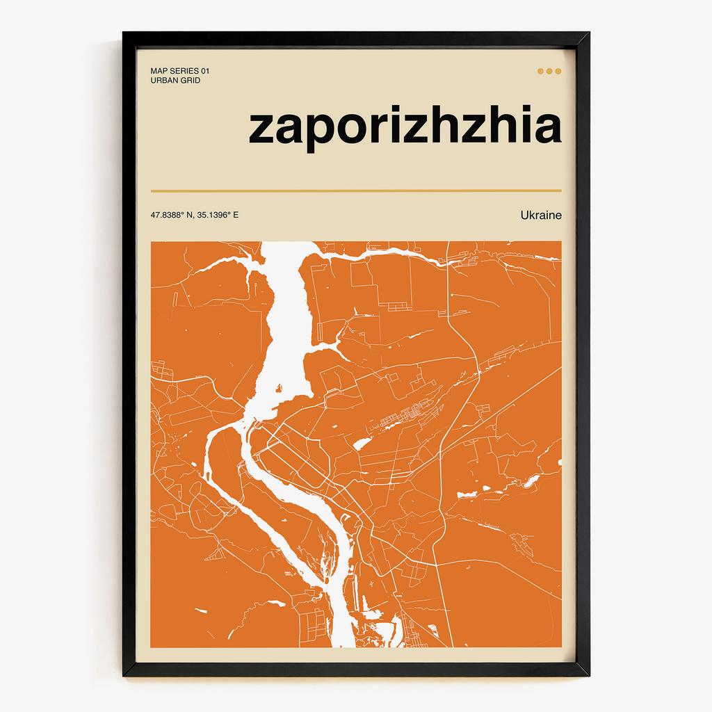 Постер "Zaporizhzhia Grid" мапа міста