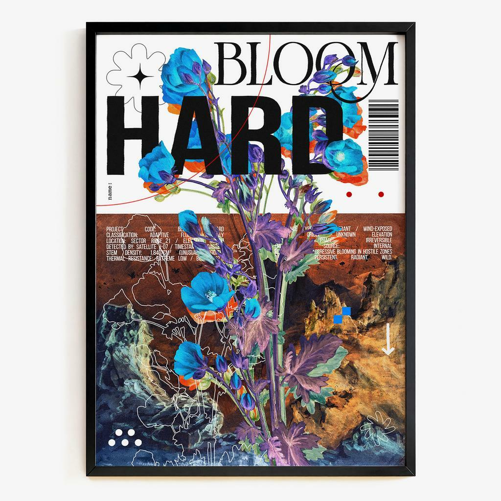 "Bloom Hard" графічний ботанічний постер CP4823