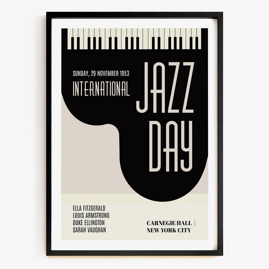 "Jazz Day" графічний музичний постер у стилі mid-century modern CP4828