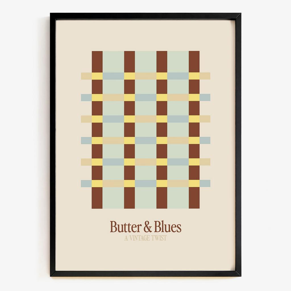"Butter & Blues" графічний geometric постер у vintage стилі CP4833