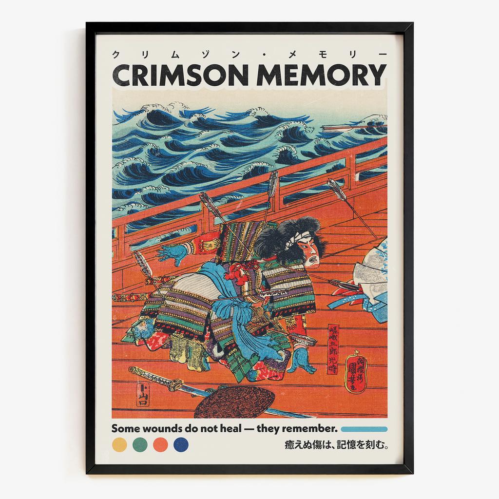 "Crimson Memory" графічний постер самурайська сцена JK3794