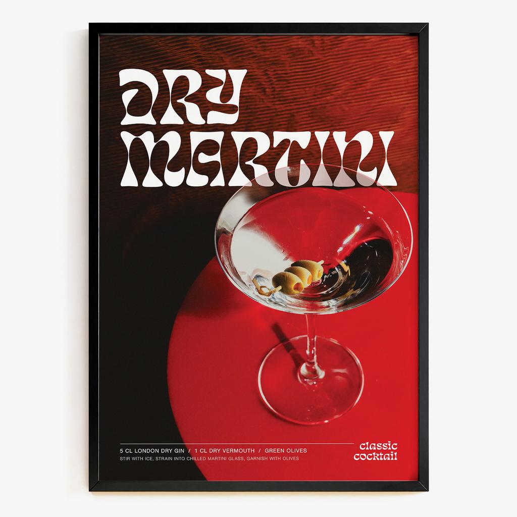 "Dry Martini" графічний коктейльний постер YK4996