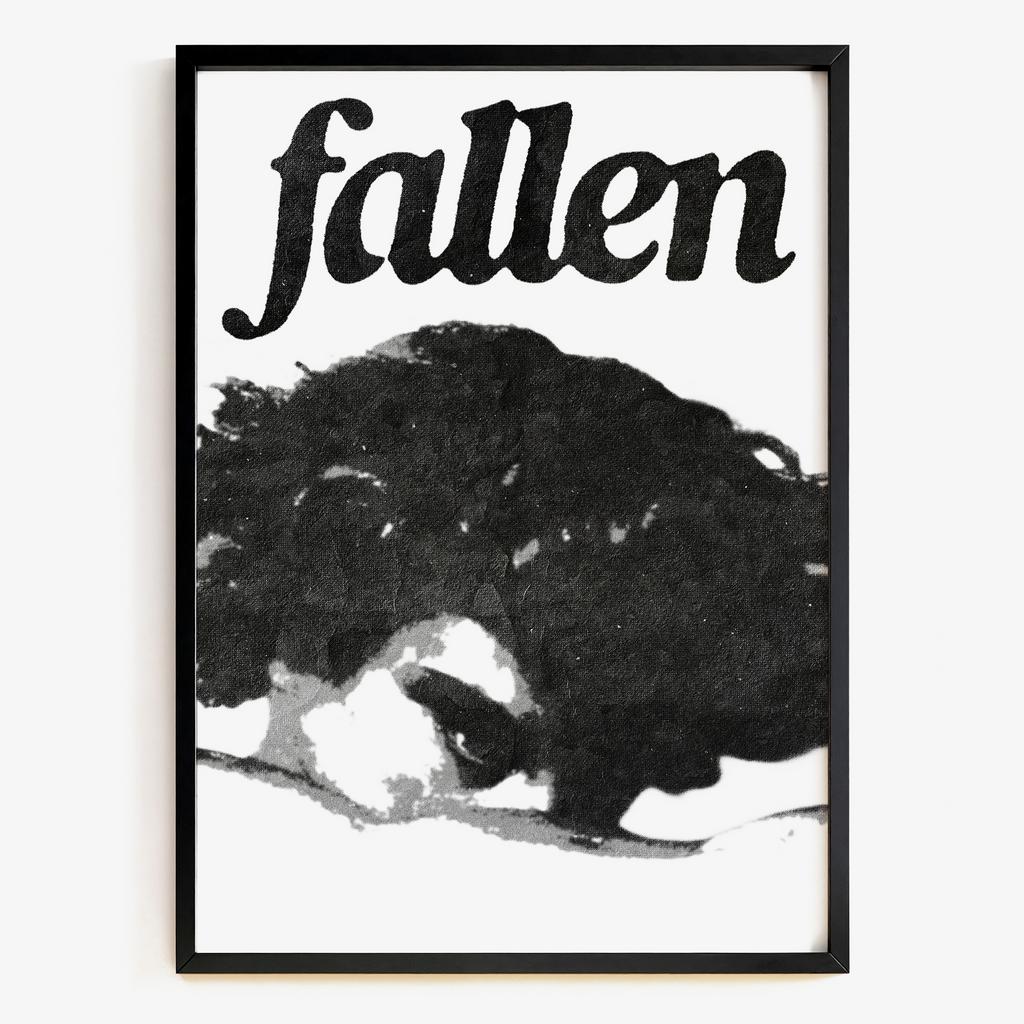 "Fallen" графічний чорно-білий постер QF5591