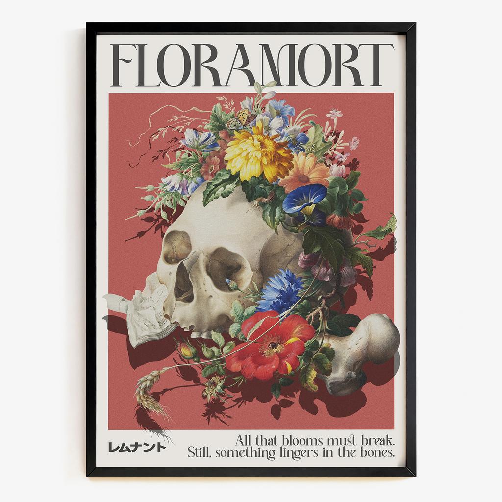 "Floramort" графічний постер череп з квітами FM6012