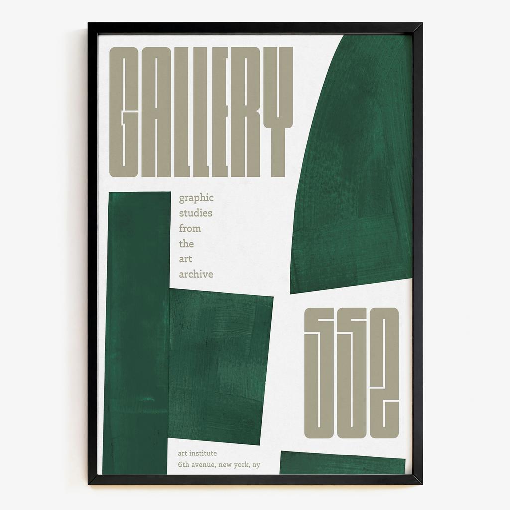 "Gallery One" геометрична графіка зелений акцент GO5831