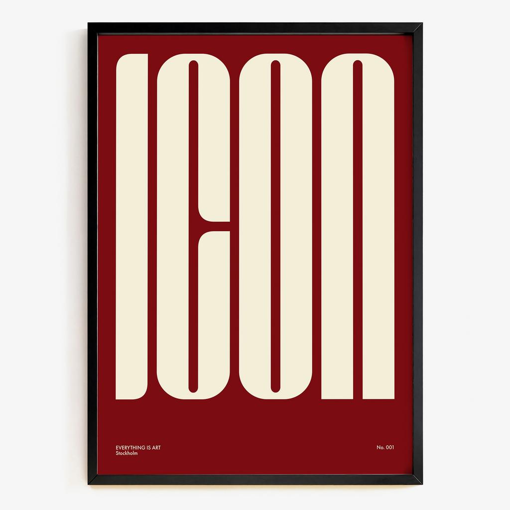 "ICON" типографічна графіка в червоному кольорі RS4107
