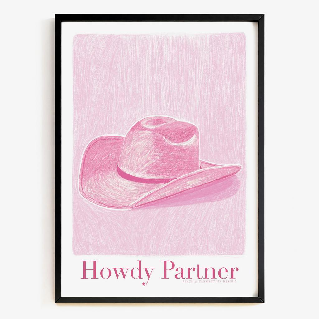 "Howdy Partner" рожева ковбойська графіка PL6184