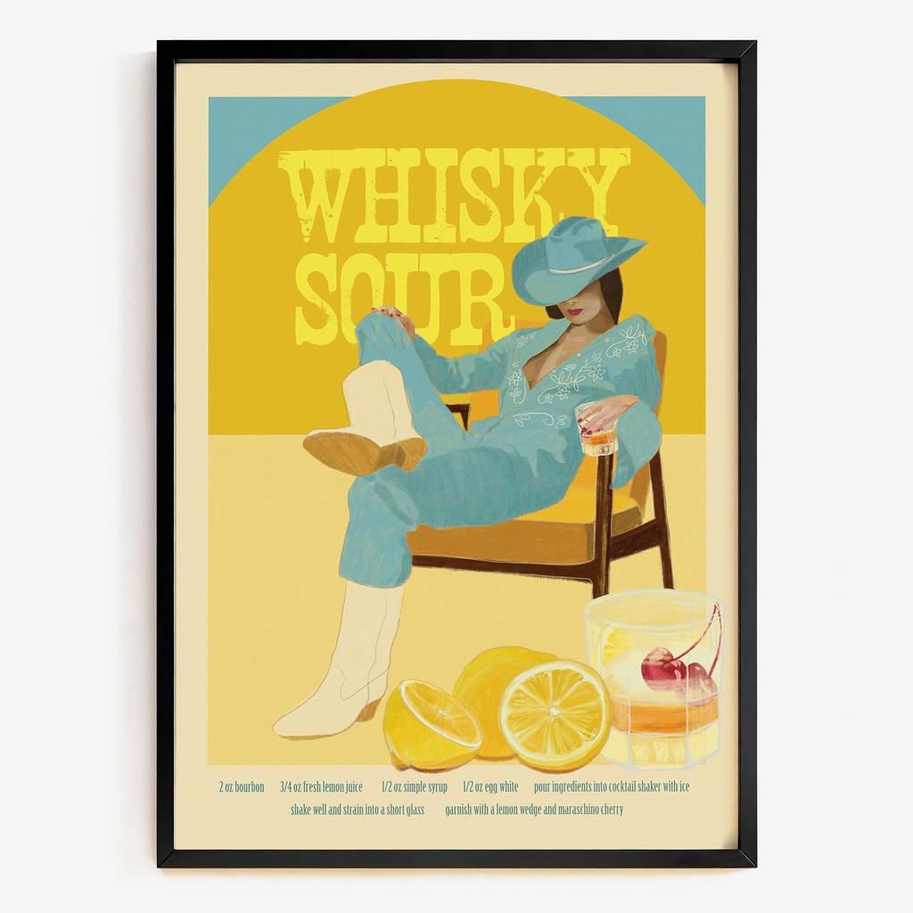 "Whisky Sour" вінтажна коктейльна графіка PL5276