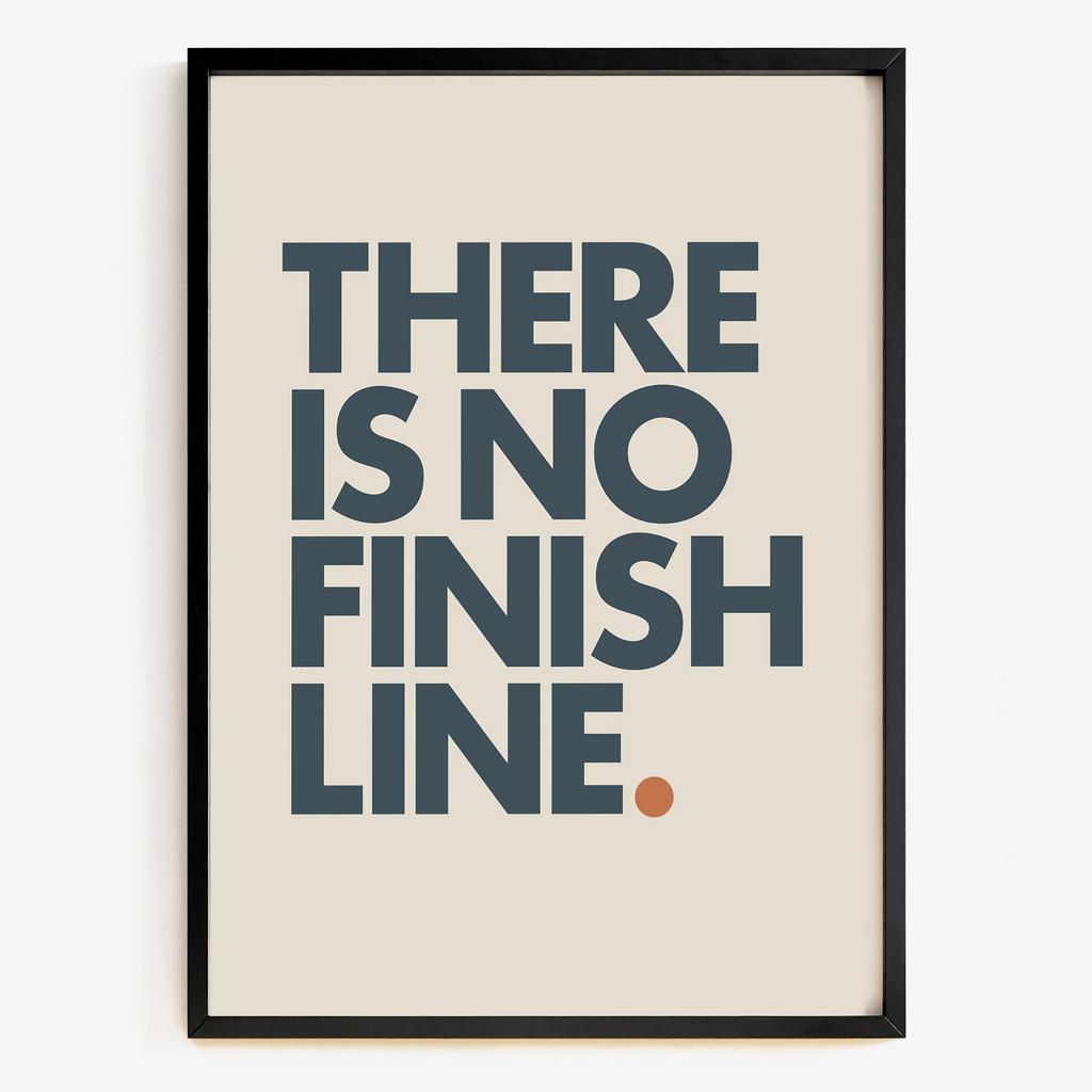 "THERE IS NO FINISH LINE" мотиваційна типографічна графіка KN6184