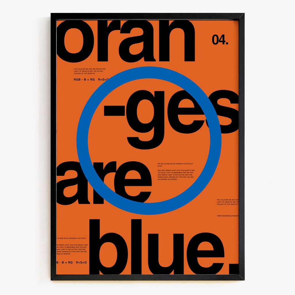 "orange-ges are blue." концептуальна типографічна графіка OB6814