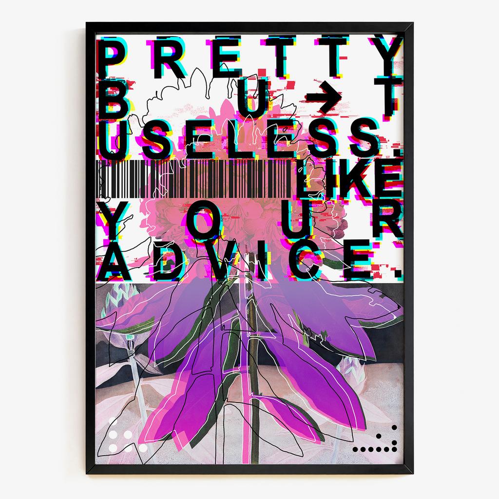 "Pretty Business" глітч-квітка з типографікою PS7197
