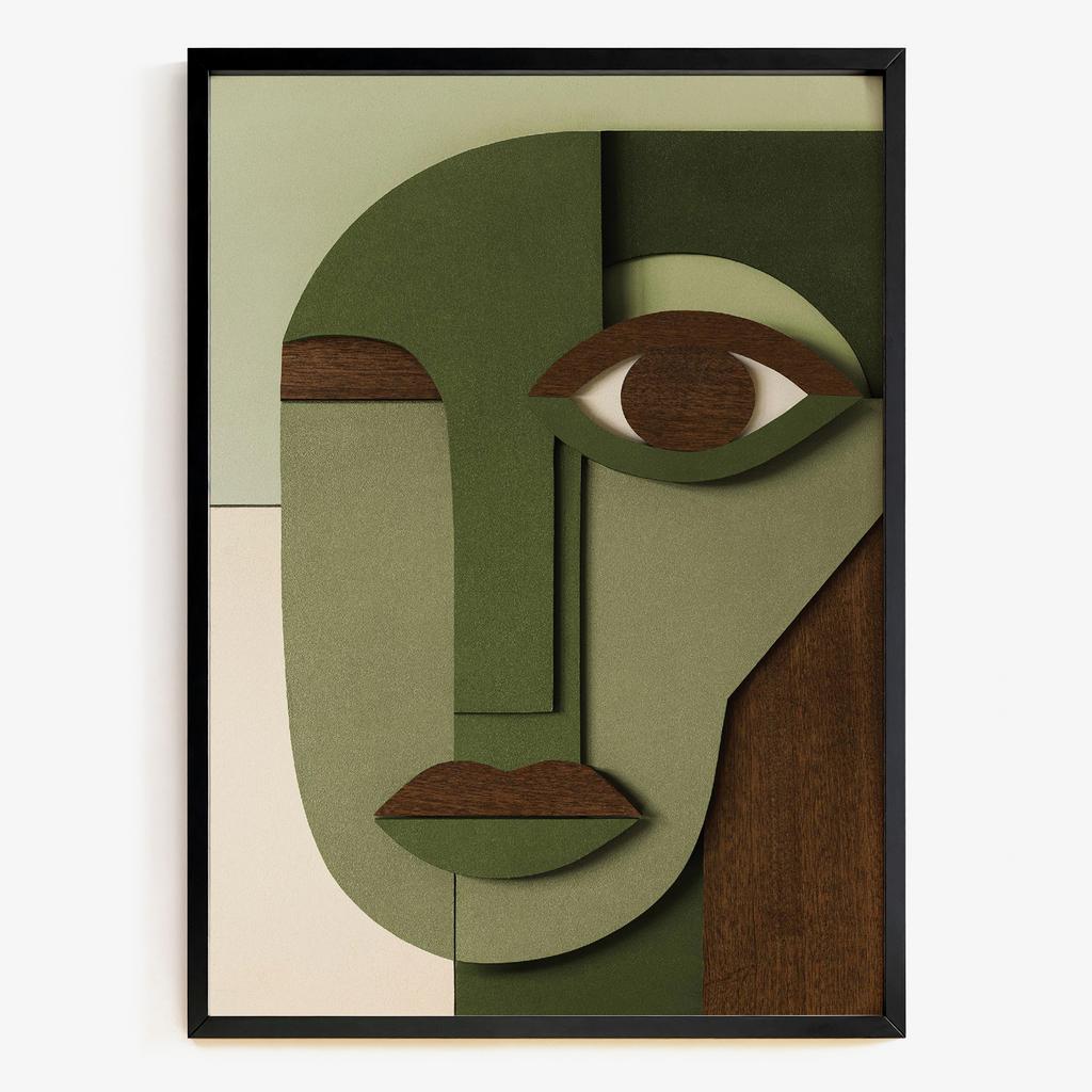 "Olive Geometry Face" абстрактний жіночий портрет PS7827