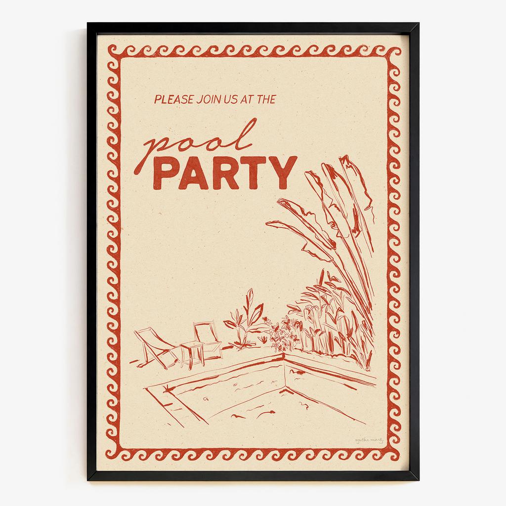 "Pool Party" ретро ілюстрація басейну PS7830