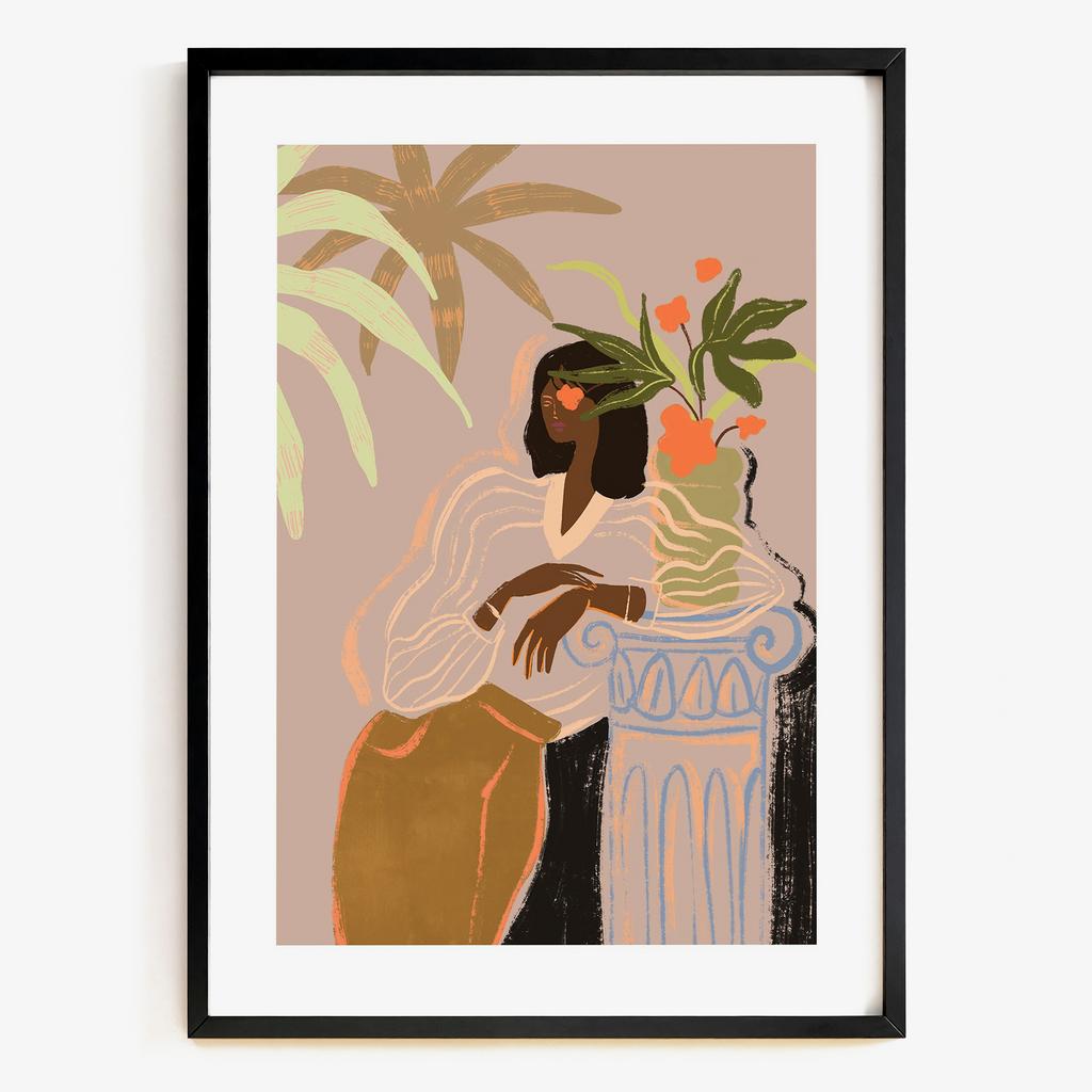 "Botanical Muse" сучасна жінка біля античної колони PS7862