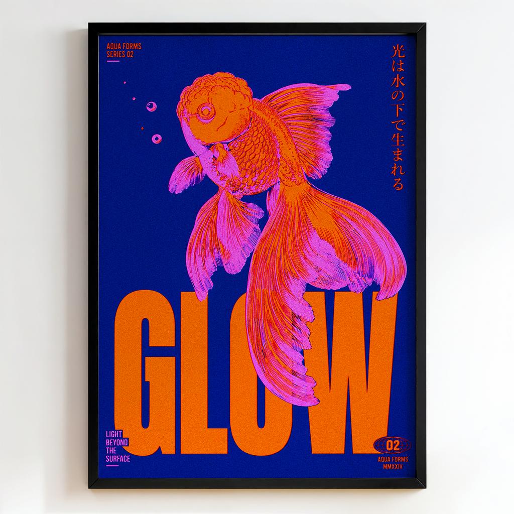"GLOW" сучасна графіка із золотою рибкою AF002