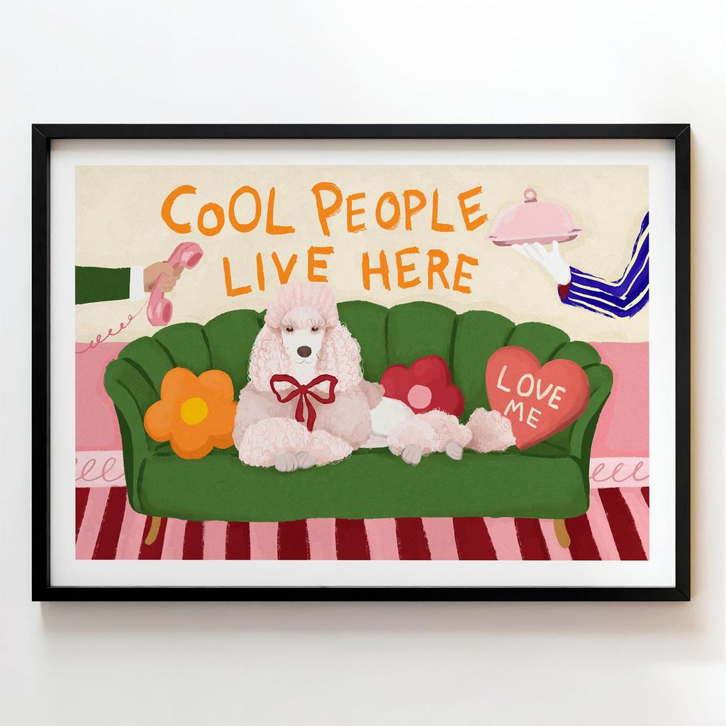 "Cool People Live Here" сучасний постер з пуделем PS7286