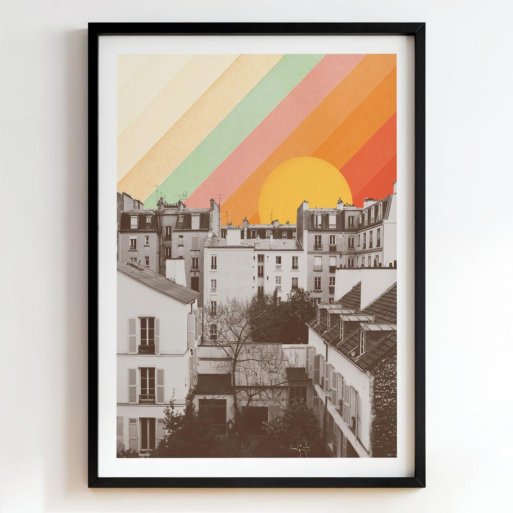 "Retro Sunrise Paris" сучасний графічний постер PS1231