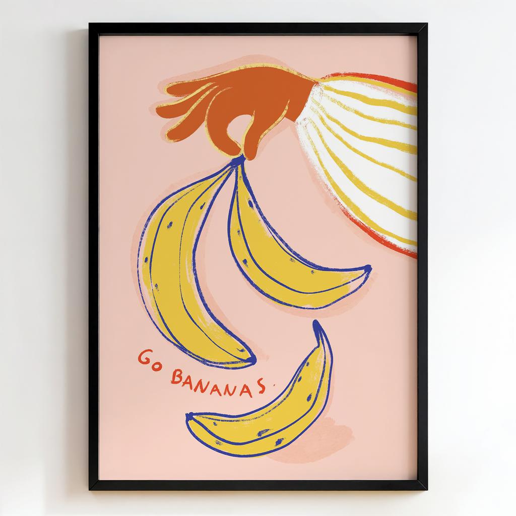 "Go Bananas" грайливий постер з бананами PS7408