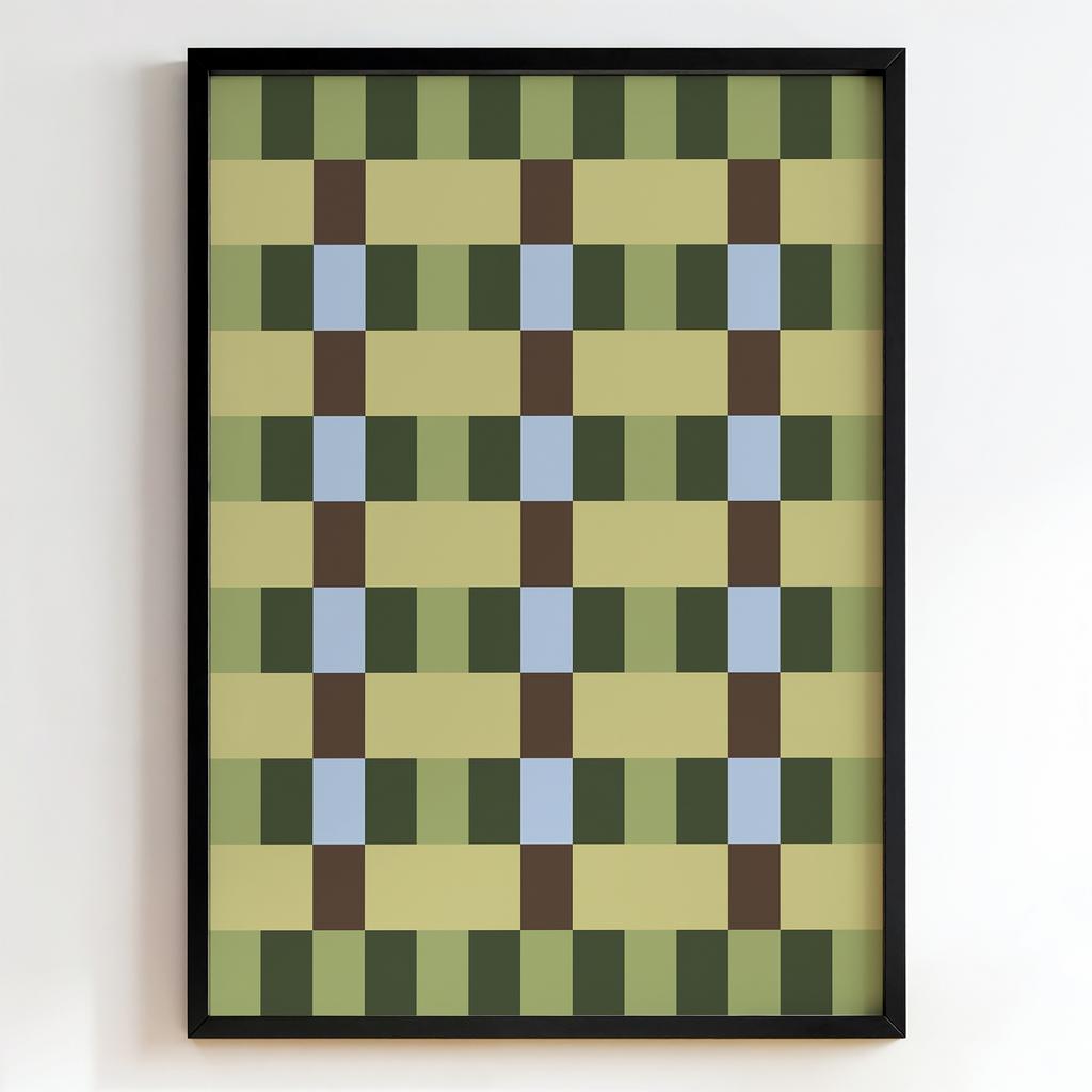 "Olive Grid" сучасний геометричний постер PS7418