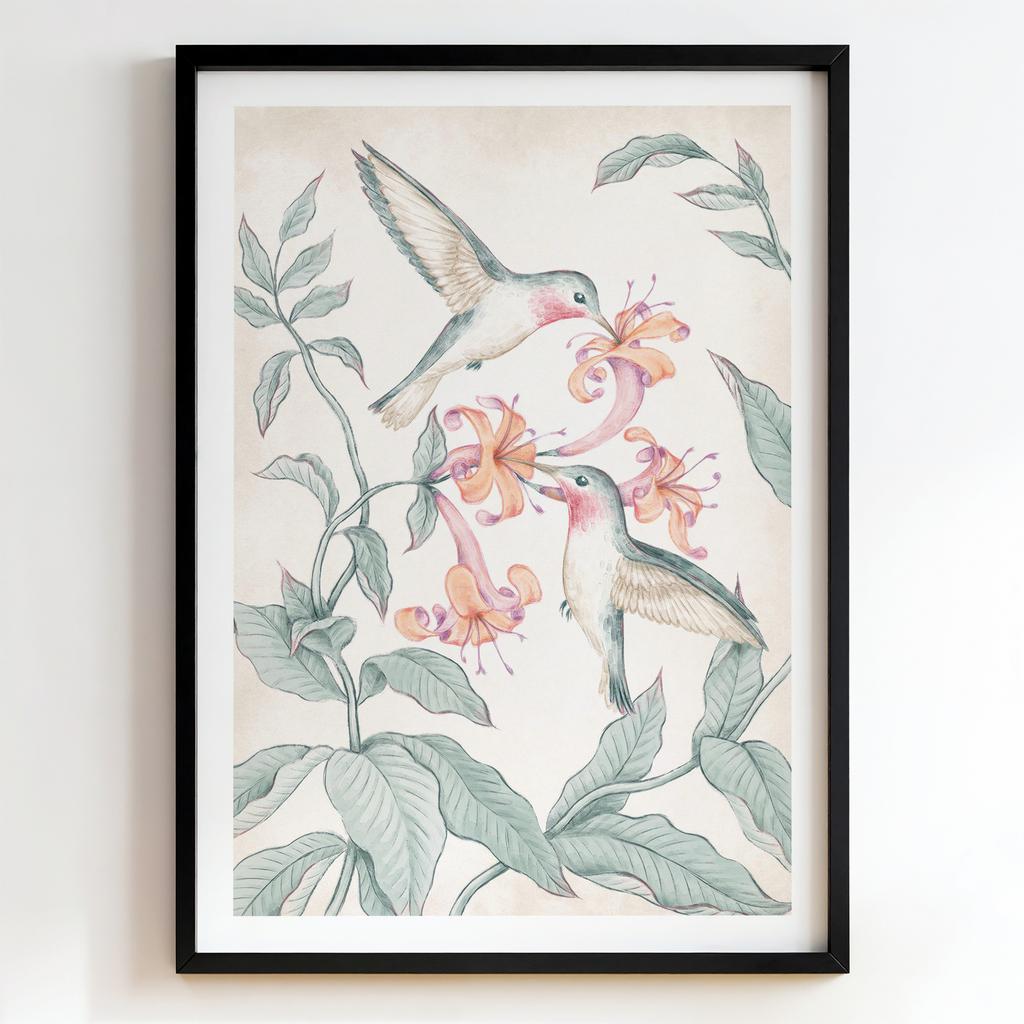 "Hummingbird Harmony" колібрі серед квітів PS8257