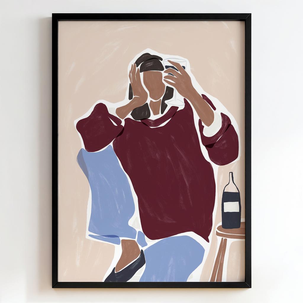 "Wine & Self Reflection" жінка з келихом вина PS8265