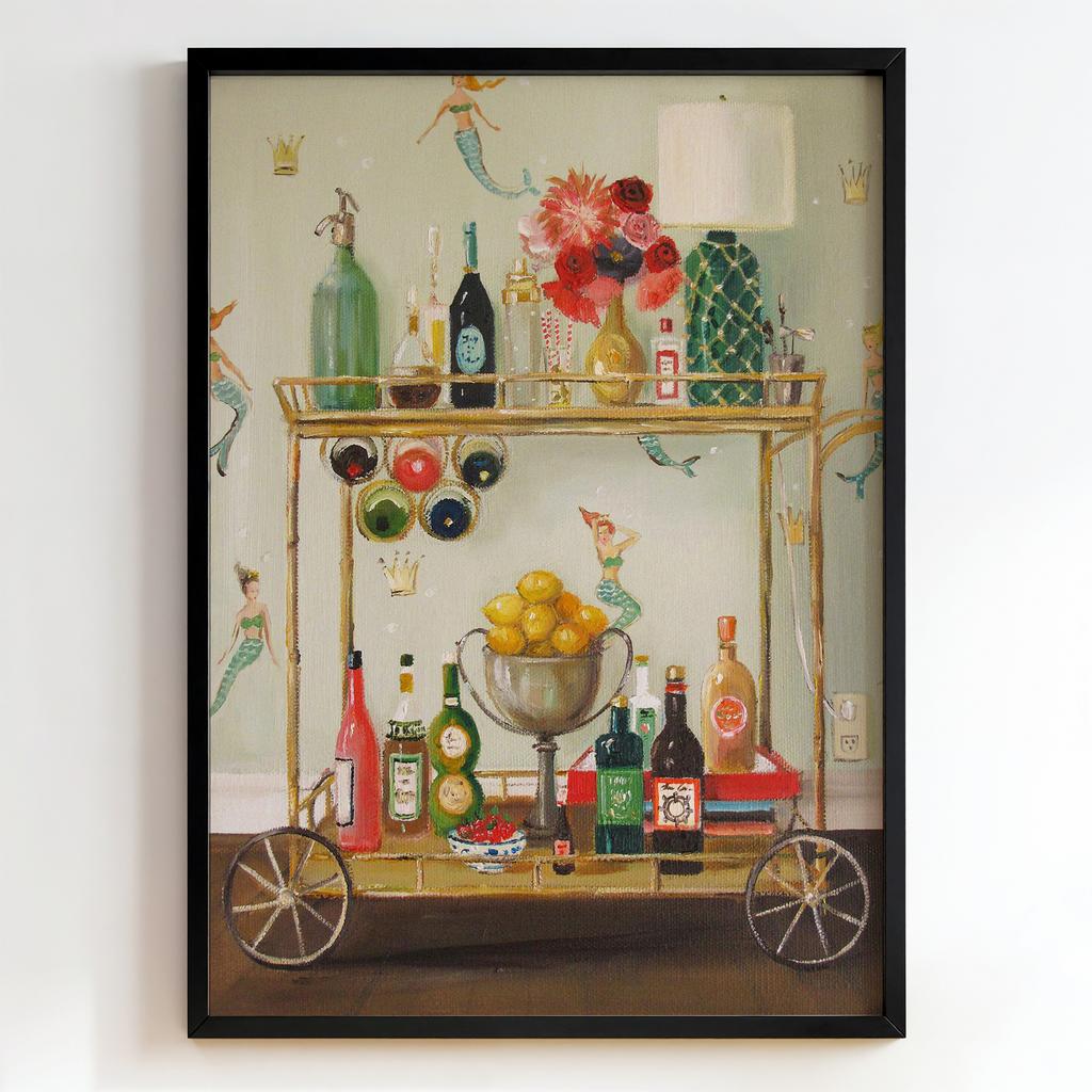 "Bar Cart with Mermaids" барний візок із русалками PS8269