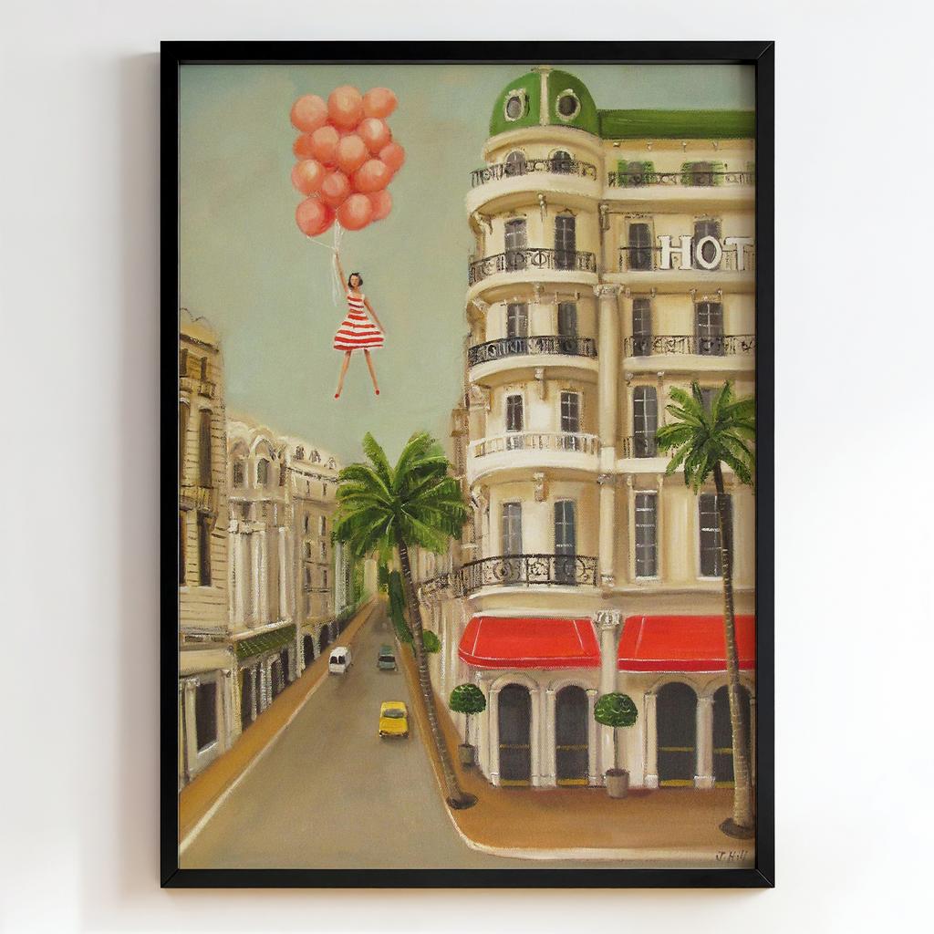 "Balloons Above the Boulevard" дівчина над містом PS8475