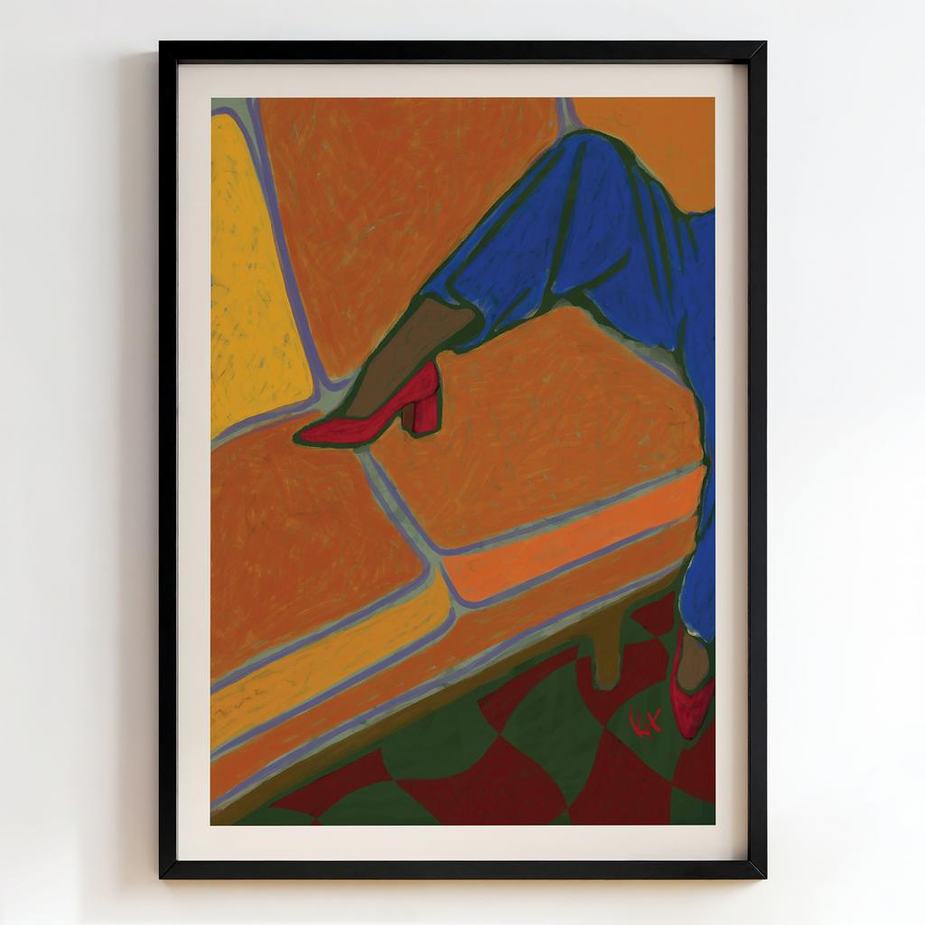 "Red Heels on Velvet Sofa" червоні туфлі PS3765