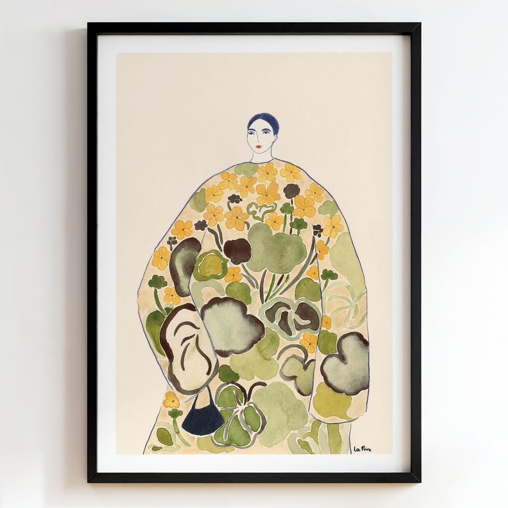 "Golden Botanical Silhouette" жінка серед квітів PS7442