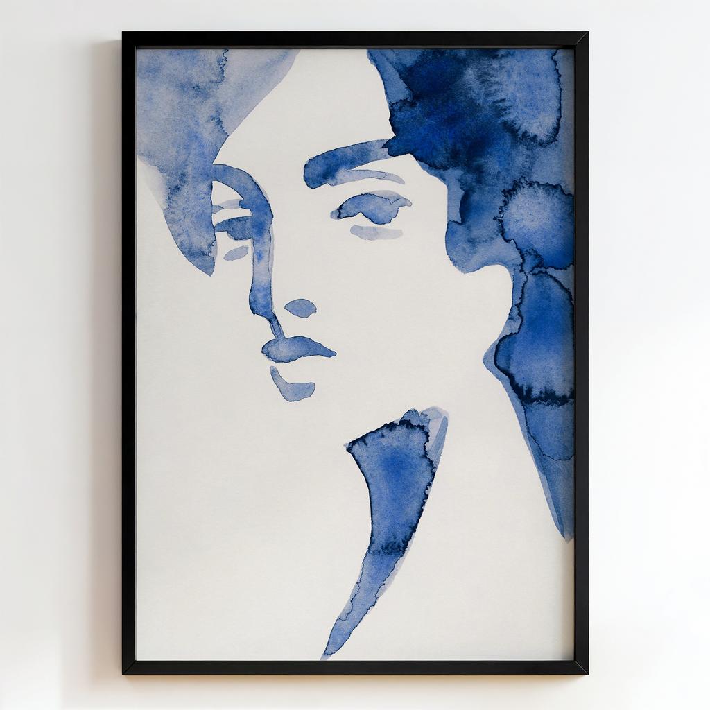 "Indigo Watercolor Portrait" синій акварельний портрет PS7450