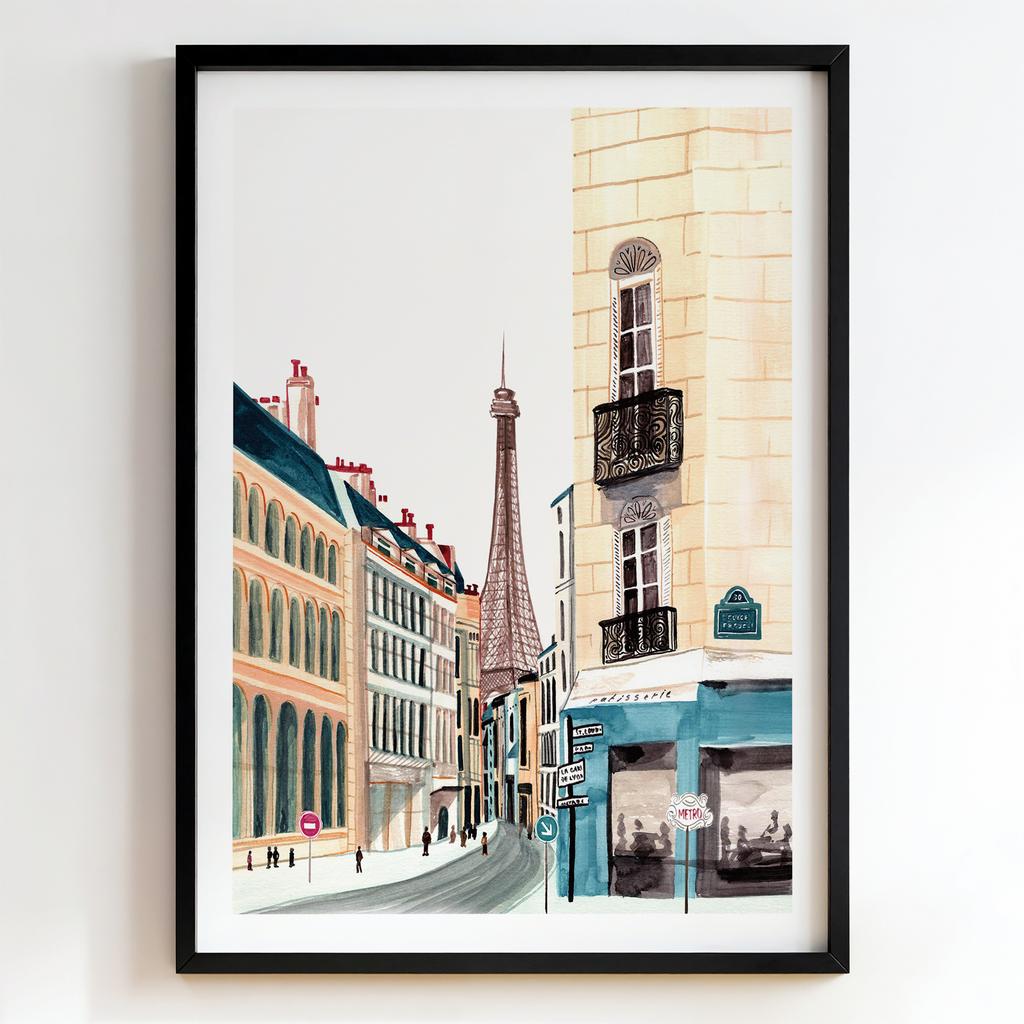 "Paris Morning View" вулиця Парижа з Ейфелевою вежею PS7456