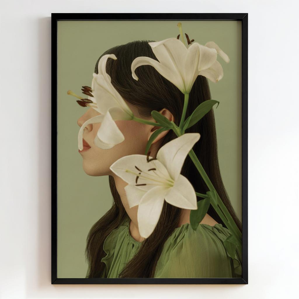 "White Lily Veil" жіночий портрет із ліліями PS4156