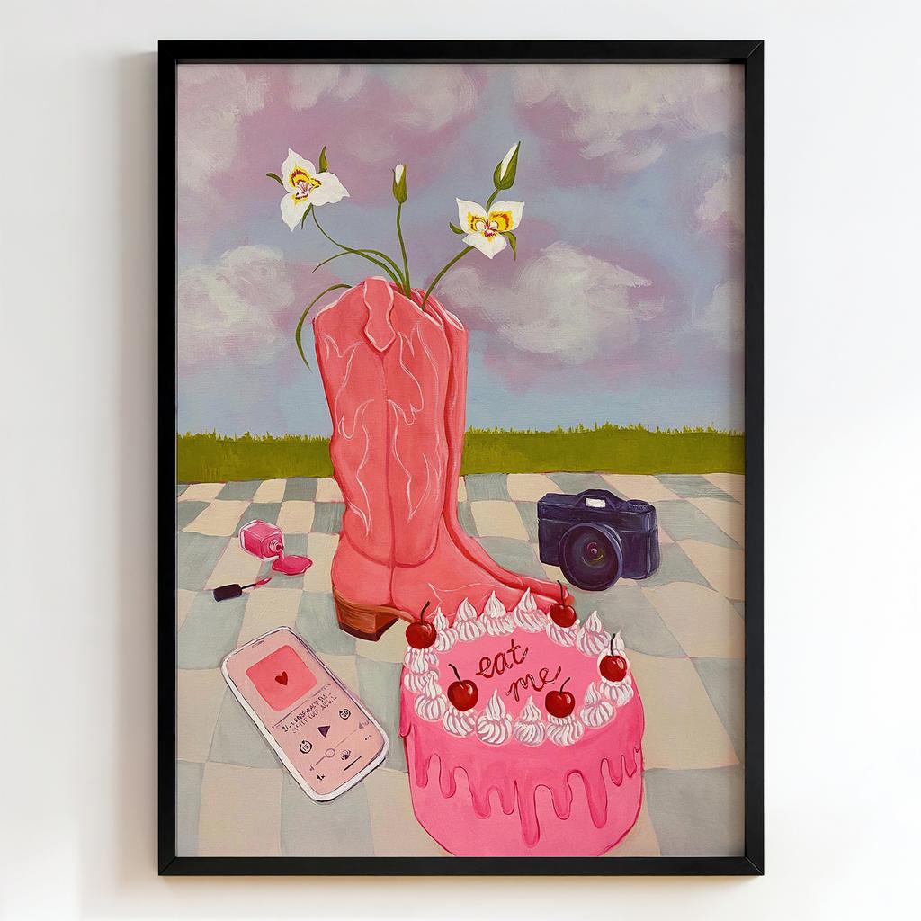 "Eat Me Picnic" сюрреалістичний рожевий натюрморт PS4158