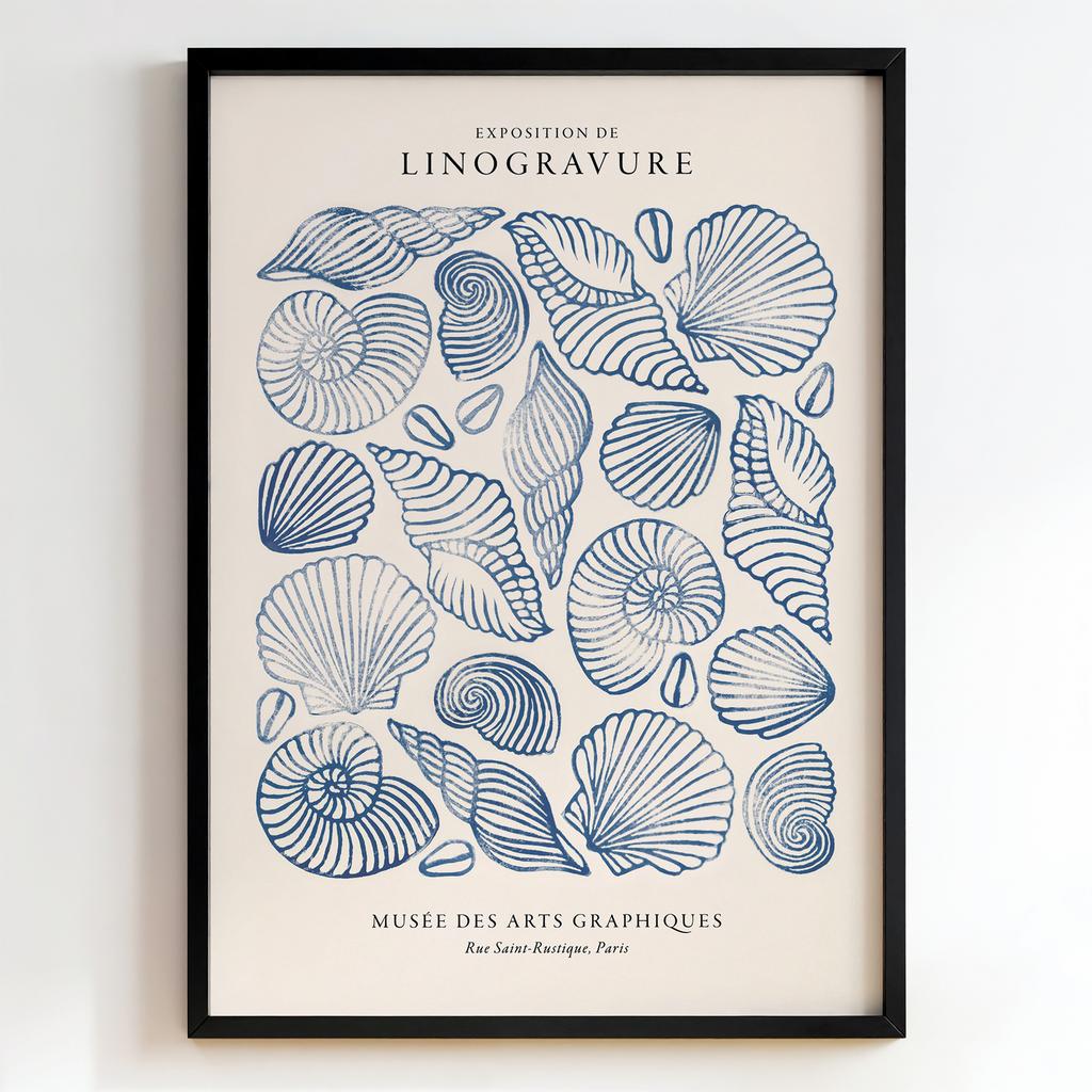 "Exposition de Linogravure Shells" сучасний постер мушлі PS4164