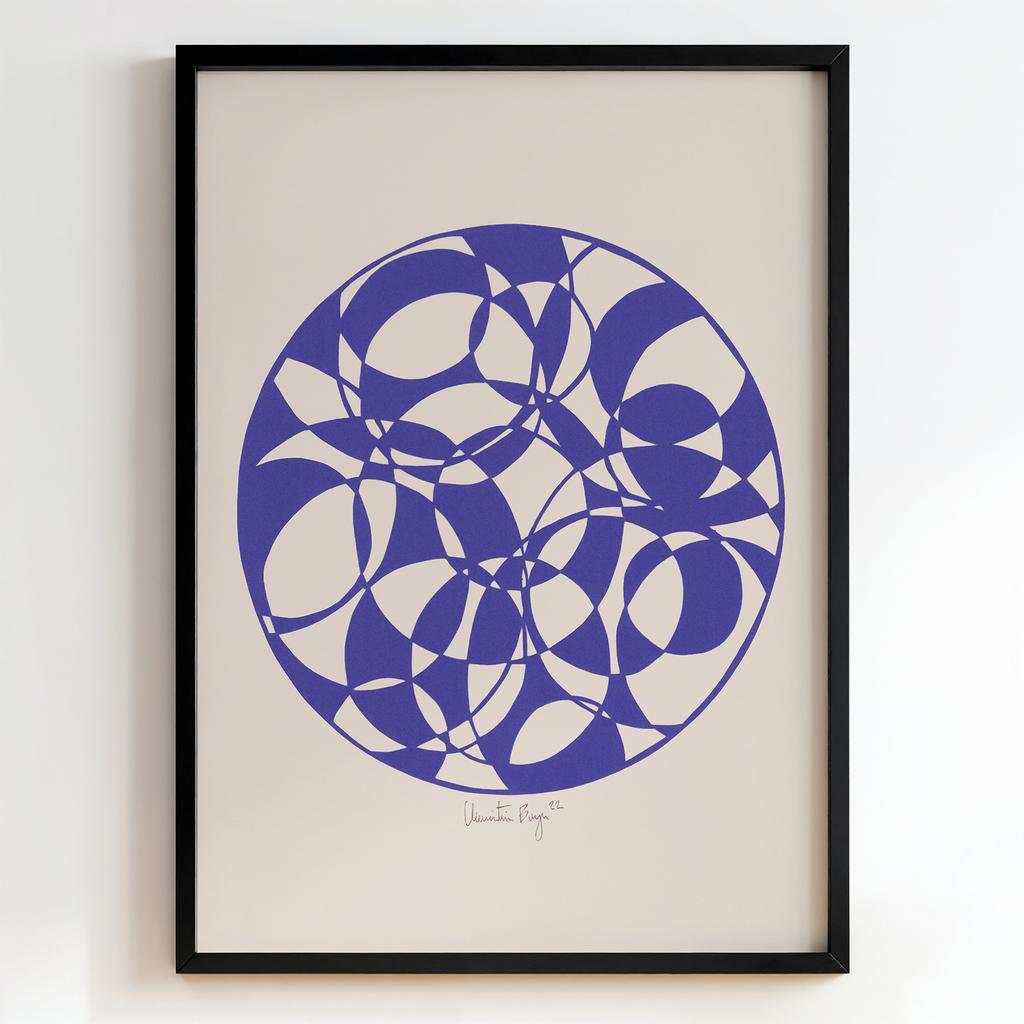 "Interwoven Indigo Circles" сучасний геометричний постер PS4167