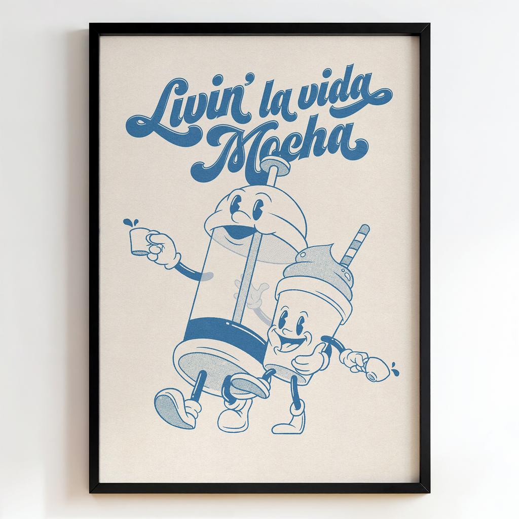 "Livin' la Vida Mocha" ретро кавові персонажі PS8496