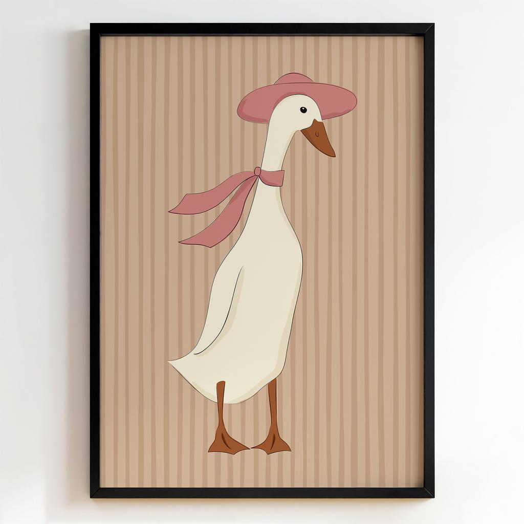 "Elegant Goose in Pink Hat" стильна гуска в капелюсі PS7849