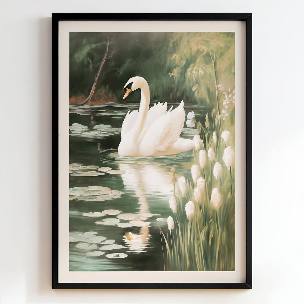 "Graceful Swan Reflection" лебідь на озері PS7850